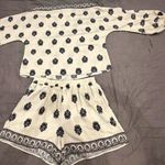 CHICME Women's 2-Piece Cotton Floral Set Square Neck Long Sleeve White/Black L