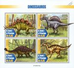 DINOSAURS Prehistoric Animals Dinosaur MNH 4v-Stamp Sheet #5 (2020 Sao Tome)