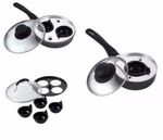 NON STICK EGG POACHER 1 ,2 ,4 POACHED PAN EGG COOKING PAN CUP WITH HANDLE & LID