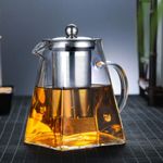 Heat Resistant Clear Glass Teapot Jug With Infuser Tea Herbal Pot UK PROMOTION！