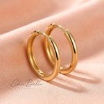 9K 9ct Gold Plt Plain Huggie Hoop Earrings 6, 8, 10,12mm Diameter Ladies Sleeper