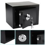 SAFE SECURITY SOLID STEEL FIREPROOF HOME OFFICE MONEY CASH VALUABLES BOX BLACK