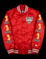 Retro Chicago Bulls Red Jacket  Back 1990s Clothing Double Three Peat Vintage.
