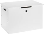 Wooden Kids Children Toy Box Storage Organizer Star Chest Bench White Lid