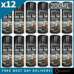 12 x BLACK FLEXIBLE FABRIC SPRAY PAINT 200ML LEATHER VINYL CLOTHES FAST DRYING