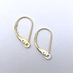 9ct yellow gold continental ear safety wire earrings plain & dropper loop PAIR
