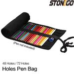 48/72 Holes Canvas Roll-Up Pencil Pen Case Bag Holder Storage