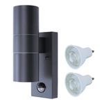 Hispec Coral Up/Down Outdoor LED Wall Light with PIR Sensor - Anthracite Grey