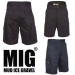 Mens MIG Cargo Combat Black Work Shorts Size 30 to 42 in BLACK or NAVY BLUE
