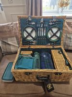 Beverly Hills Polo Club Picnic Basket Wicker Hamper Vintage