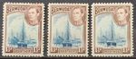 Bermuda 1938-52 KGVI 11/2d Blue & Brown three shades  Mint  sg111, 111a & 111b