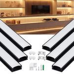 6x 1m Black U-Shape LED Aluminium Channel Profile Track Extrusion Diffuser Strip