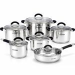 12 Pcs Stainless Steel Pots & Pan Set Induction Compatible Cookware Set