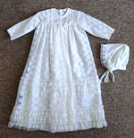 CHRISTENING ROBE DRESS BY BOOTS. PROBABLY 1980's. AGE 9M/9.5Kg CREAM COLOUR.