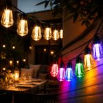 30 LED Solar Powered Retro Bulb String Lights Garden Outdoor Fairy Lamps UK