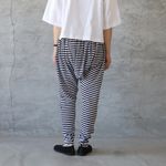 Veritecoeur ST-069BD High-Twist Jersey Sarouel Pants, BW Stripe, Japan