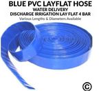 Blue PVC Layflat Hose Pipes Water Delivery Discharge Irrigation Lay Flat 4 BAR