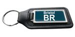 Bristol Train Depot Black Leather Keyring (Rectangle)