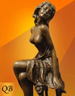 ART DECO BRONZE FIGURINE SCULPTURE STATUE HOT CAST MICHELLE LADY FIGURE SIGNED
