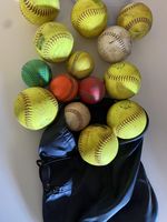Lot 15 Mixed Brand 12 In Softball Practice Balls Raised Seam Composite Bag