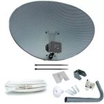 80cm Zone 2 Satellite Dish & Quad LNB + 5m RG6 White Kit For Freesat / Sky + HD
