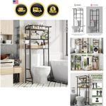 Over The Toilet Storage Cabinet, Metal Bathroom Shelf Organizer with Paper Ho...