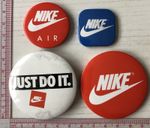 4x Vintage Nike Advertising Promo Pin Badges Lot Swoosh 1980s Just Do It