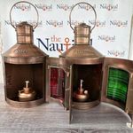 Port & Starboard Lanterns, Antique Brass Finish, Nautical Oil Lamps, Ship Lights
