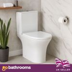 Rimless Close Coupled Toilet WC Soft Close Seat White Ceramic Anti-Bacterial Pan
