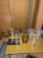 Shot Glass Bundle x9 Total 3x Sourz Skull 3x Gold Sourz 3x Sambuca Brand New Bar