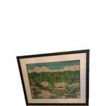 Art Textiles Antiques Japanese: Silk Screen Print Framed.