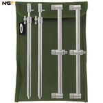 NGT Carp Fishing 2x 30-50cm Stainless Bank Stick + 2x 3 Rod Buzz Bars Set Up