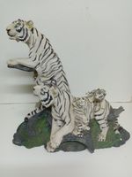 Ebros White BENGAL Tiger with Cubs Figurine Vintage Art Decor Statue Sculpture