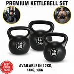12-16kg Vinyl Kettlebel Weight Set Kettlebells Exercise Home Fitness Workout Gym