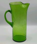 Vintage Blenko Green Depression Crackle Glass Pitcher