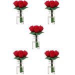 Elegant Red Rose Car Dashboard Decor Glass Resin Flower Decoration