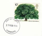 Horse Chestnut Tree GB Used Liverpool 1974 ON PIECE (148340)