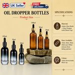 Amber Glass Dropper Bottles with Pipette Eye Drop Oils Aromatherapy Wholesale UK