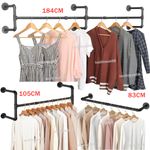 UK Industrial Pipe Clothing Rack Wall mounted Clothes Rail Hanging Display Rack