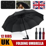 8  Ribs Automatic Open Umbrella Close Travel Windproof Compact Strong Folding UK