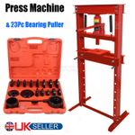 12 Ton Workshop Press Machine Hydraulic Bench & 23x Bearing Bush Driver Seal Kit