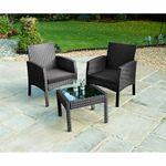 Rattan Garden Furniture Set 2 Chairs &Table Armchair Bistro Outdoor Patio Set