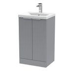 Hudson Reed Floor Standing 500mm Fluted Grey Basin Vanity Unit Bathroom Sink