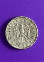 1935 Germany 50 Reichspfennig Coin Collectible Aluminium XF-40 Extremely Fine