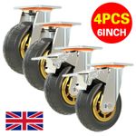 4pcs Heavy Duty Rubber Swivel Castor Wheels Trolley Double Bearing 1000KG 6-inch