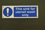 THIS SINK FOR UTENSIL USE ONLY sign or sticker 150mmx50mm food & hygiene cafe