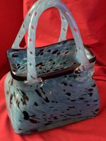 Large Glass Aqua And Black Ladies Bag No Damages