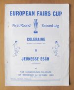 COLERAINE v JEUNESSE ESCH Fairs Cup 1969/1970 *VG Condition Football Programme*