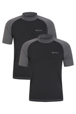 Mountain Warehouse Mens Rash Vest Quick Dry Stretchy 2 Pack Swimming Summer Top