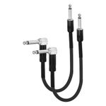 2 Pcs Guitar Patch Cable 16 Inch 1/4 Inch Metal Straight Bend Pedal Cord, Black